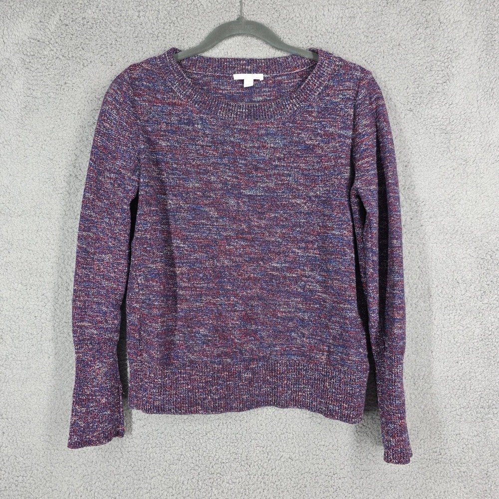 COS Multicolor Speckled Knit Cotton Crewneck Sweater XS Red White Blue Pullover